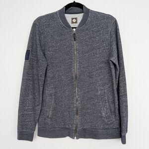 Pretty Green Cotton Blend Unisex Gray Bomber Jacket Sz S Patch Logo Streetwear